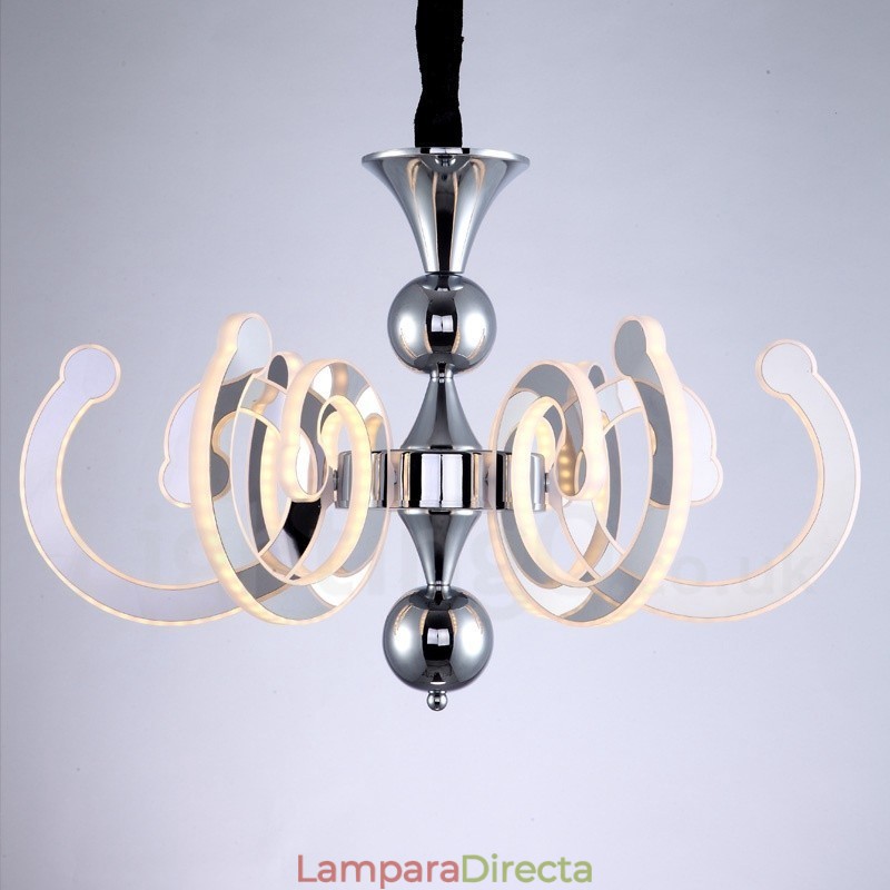 Lámpara de araña moderna contemporánea regulable de acero de 6 luces con pantalla acrílica