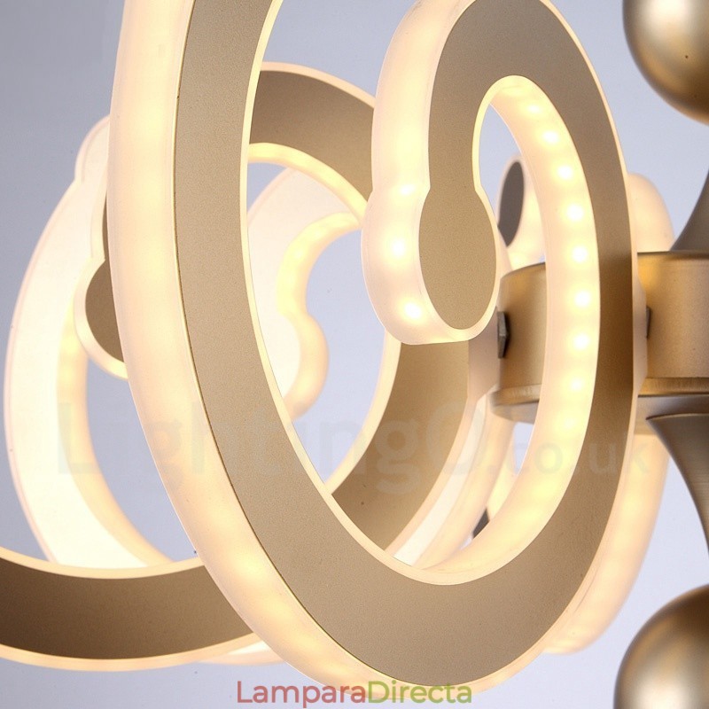 Lámpara de araña moderna contemporánea regulable de acero de 6 luces con pantalla acrílica