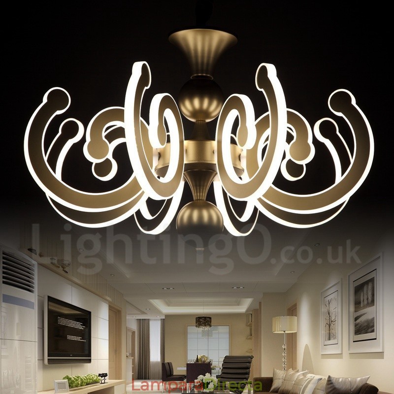 Lámpara de araña moderna y contemporánea de acero regulable de 8 luces con pantalla acrílica