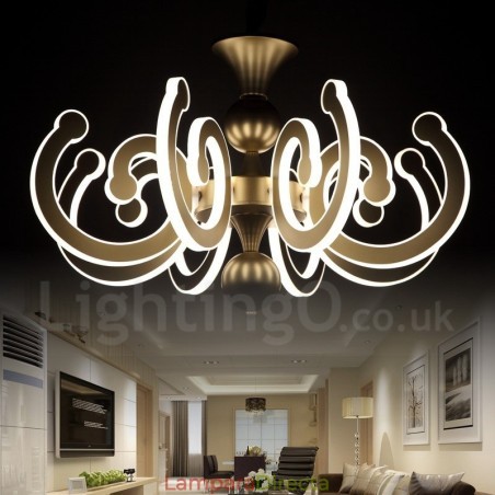 Lámpara de araña moderna y contemporánea de acero regulable de 8 luces con pantalla acrílica Lámpara de araña moderna y contemporánea de acero regulable de 8 luces con pantalla acrílica