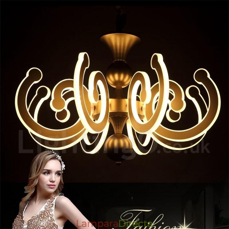 Lámpara de araña moderna y contemporánea de acero regulable de 8 luces con pantalla acrílica