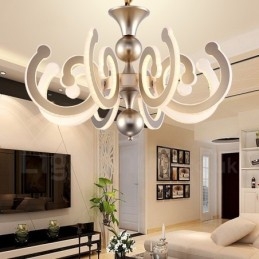 Lámpara de araña moderna y contemporánea de acero regulable de 8 luces con pantalla acrílica