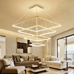 Lámpara colgante moderna y contemporánea de 4 luces de aleación de aluminio con pantalla acrílica
