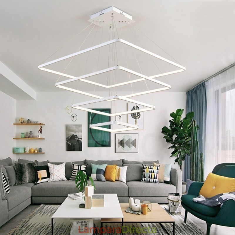 Lámpara colgante moderna y contemporánea de 4 luces de aleación de aluminio con pantalla acrílica