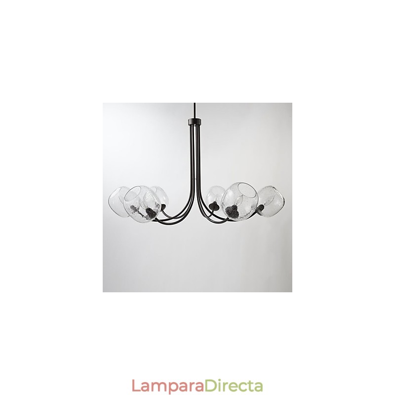 Lámpara de araña tradicional con 6 luces y pantalla de cristal con burbujas