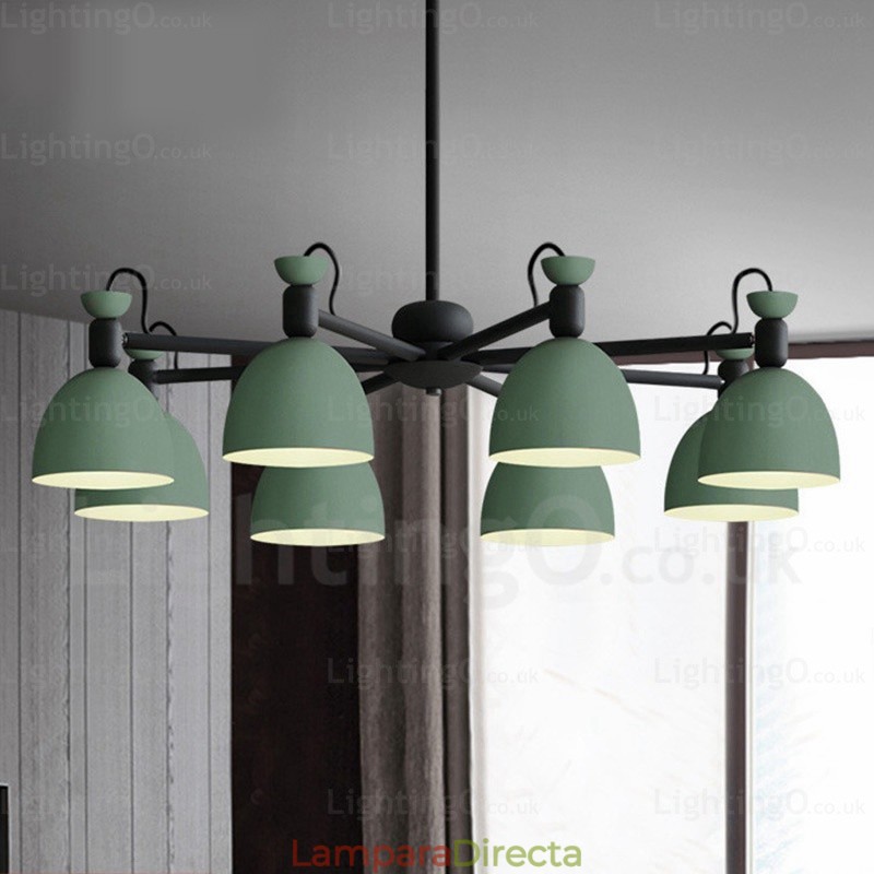 Lámpara de araña nórdica de 8 luces con pantalla de aleación de aluminio