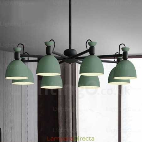 Lámpara de araña nórdica de 8 luces con pantalla de aleación de aluminio Lámpara de araña nórdica de 8 luces con pantalla de aleación de aluminio