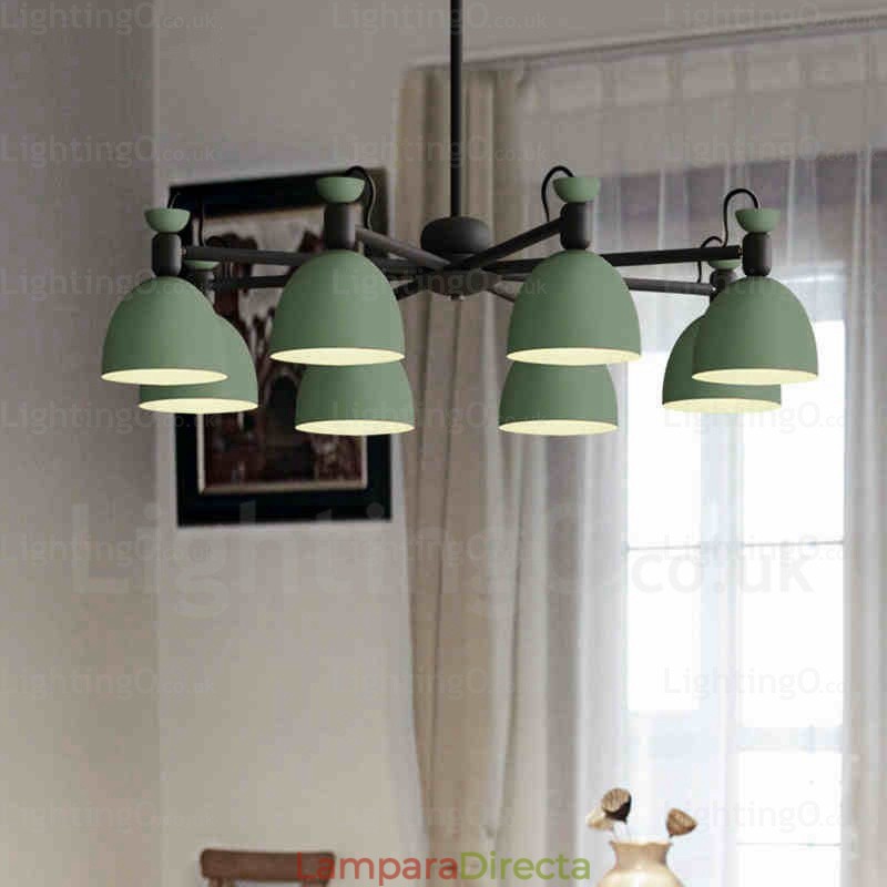 Lámpara de araña nórdica de 8 luces con pantalla de aleación de aluminio