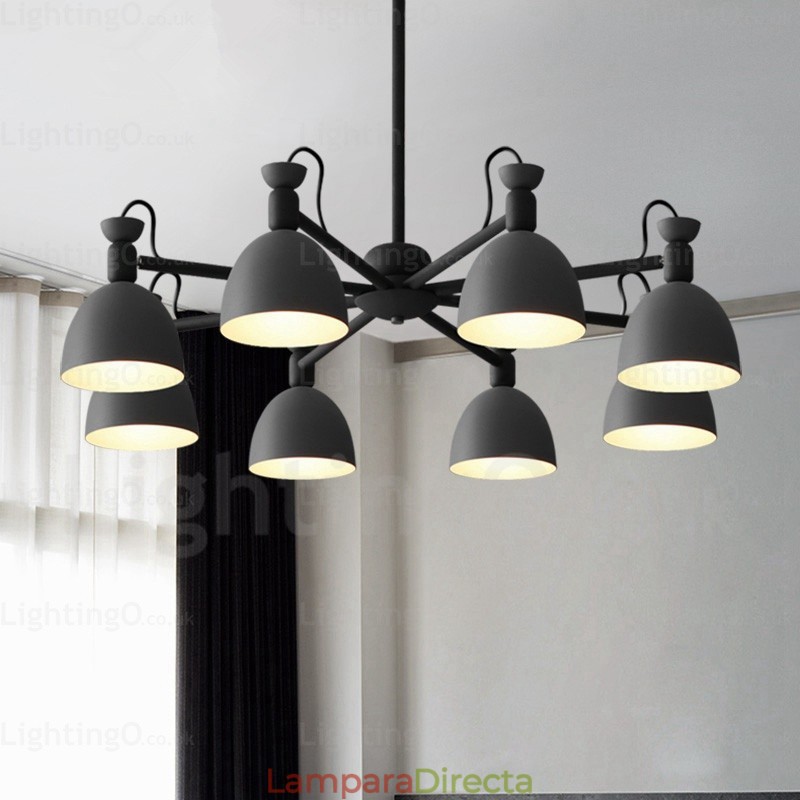 Lámpara de araña nórdica de 8 luces con pantalla de aleación de aluminio