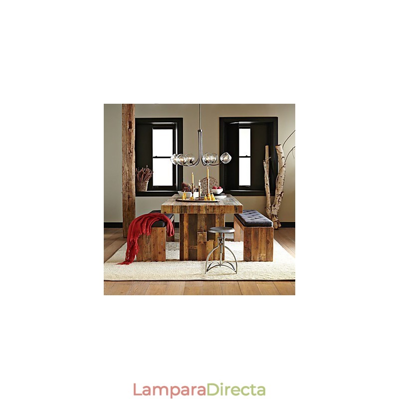 Lámpara de araña tradicional con 6 luces y pantalla de cristal con burbujas