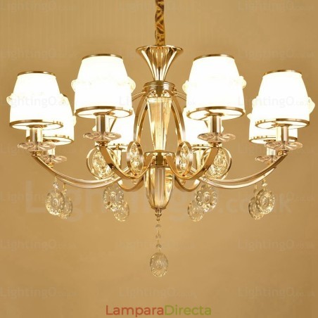 Lámpara de araña nórdica de 6 luces con pantalla de cristal Lámpara de araña nórdica de 6 luces con pantalla de cristal