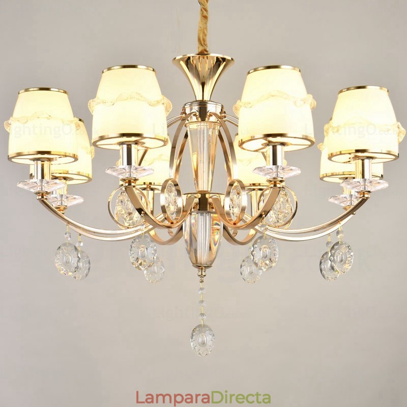 Lámpara de araña nórdica de 6 luces con pantalla de cristal