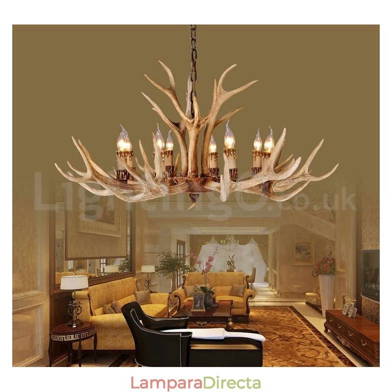 Lámpara de araña nórdica moderna y contemporánea de 8 luces, estilo rústico y campestre