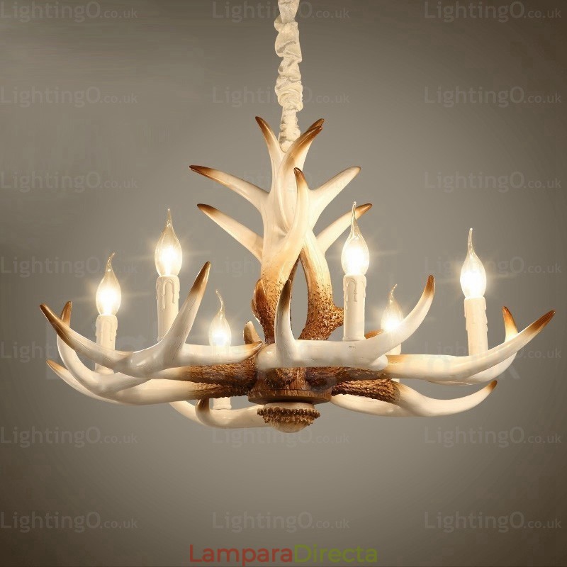 Lámpara de araña retro vintage de 6 luces