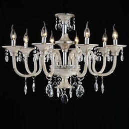 Lámpara de araña de cristal estilo palacio de 8 luces con bombilla de vela