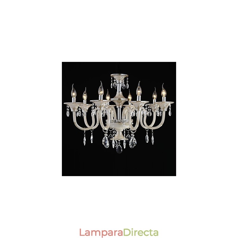 Lámpara de araña de cristal estilo palacio de 8 luces con bombilla de vela