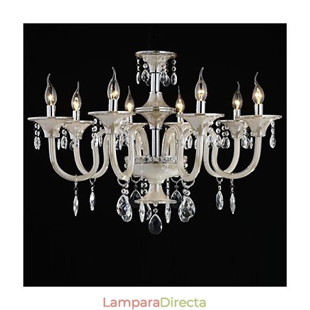 Lámpara de araña de cristal estilo palacio de 8 luces con bombilla de vela Lámpara de araña de cristal estilo palacio de 8 luces con bombilla de vela