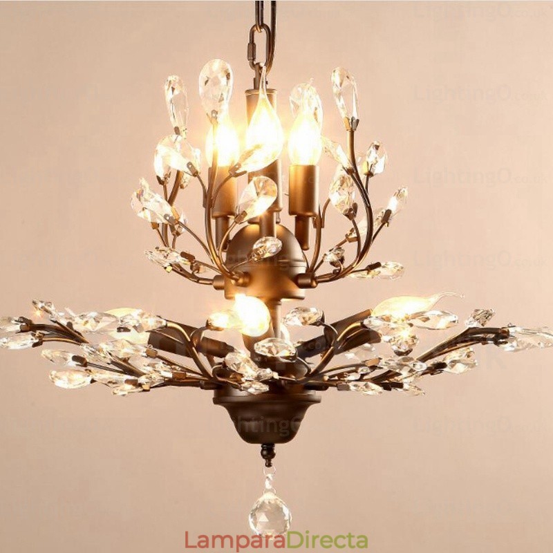 Lámpara de araña rústica de 8 luces