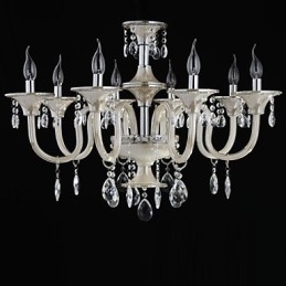 Lámpara de araña de cristal estilo palacio de 8 luces con bombilla de vela