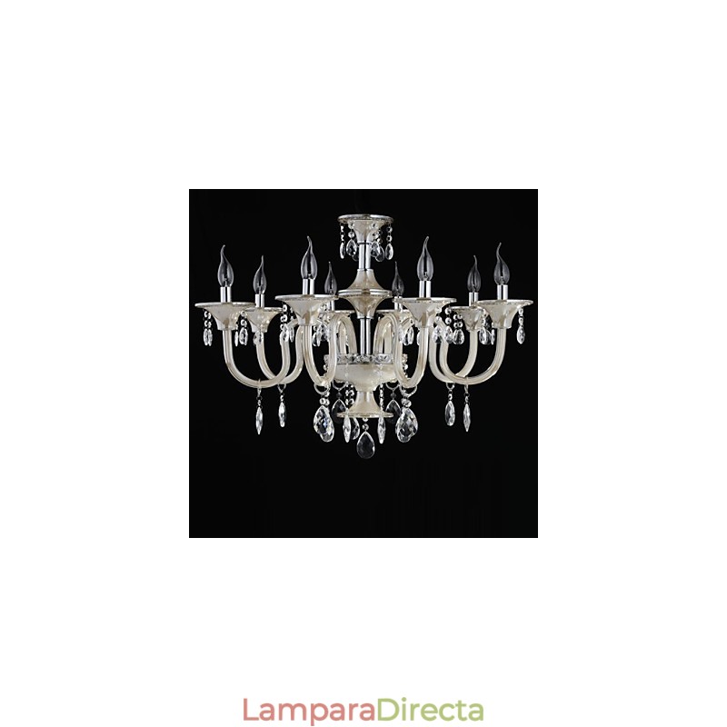 Lámpara de araña de cristal estilo palacio de 8 luces con bombilla de vela