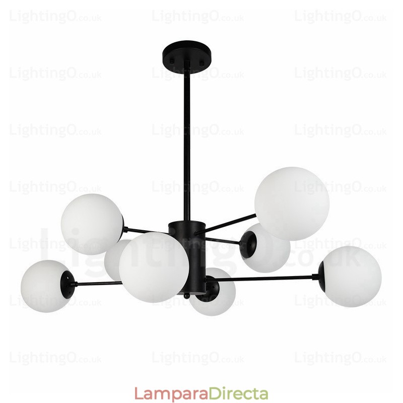 Lámpara de araña moderna contemporánea de 8 luces con pantalla de cristal
