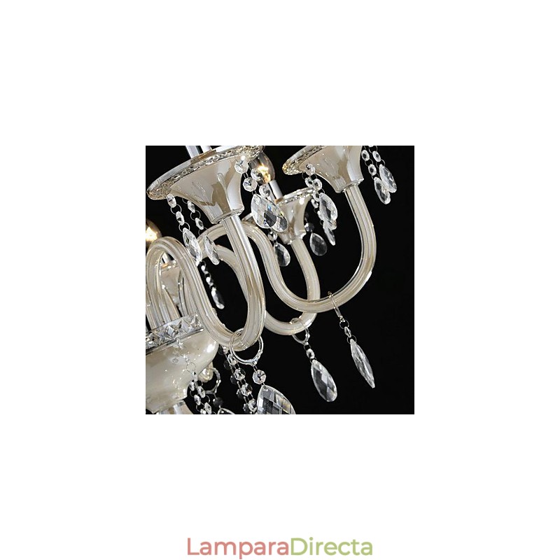 Lámpara de araña de cristal estilo palacio de 8 luces con bombilla de vela