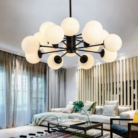 Lámpara de araña nórdica de 16 luces con pantalla de cristal Lámpara de araña nórdica de 16 luces con pantalla de cristal