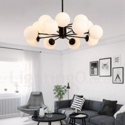 Lámpara de araña nórdica de 16 luces con pantalla de cristal