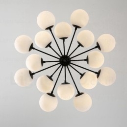 Lámpara de araña nórdica de 16 luces con pantalla de cristal