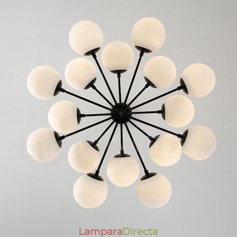Lámpara de araña nórdica de 16 luces con pantalla de cristal
