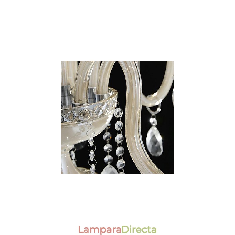 Lámpara de araña de cristal estilo palacio de 8 luces con bombilla de vela