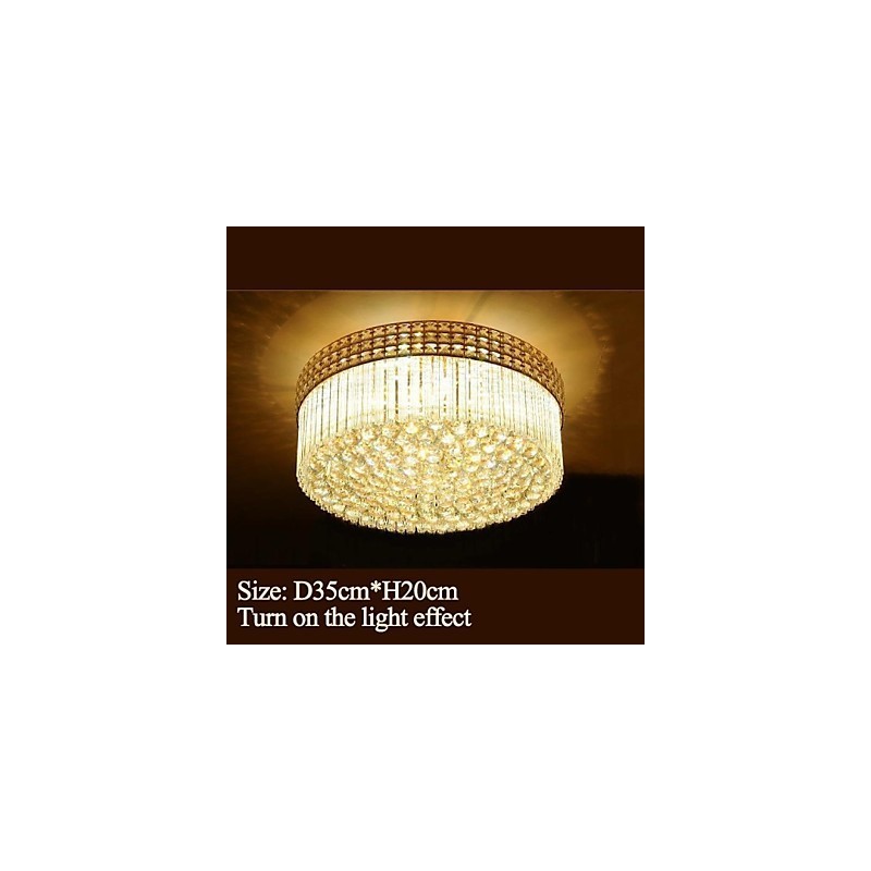 Lámpara de araña moderna de lujo con cúpula de cristal absorbente, diámetro de 35 cm, contiene 3 bombillas.