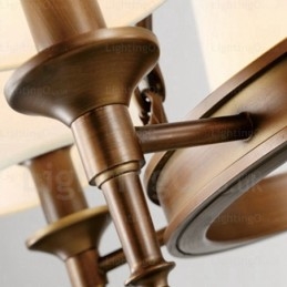 Lámpara colgante rústica nórdica de 8 luces con pantalla de tela