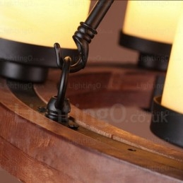 Lámpara colgante rústica de 6 luces con pantalla de cristal