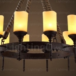 Lámpara colgante rústica vintage retro de 12 luces con pantalla de cristal