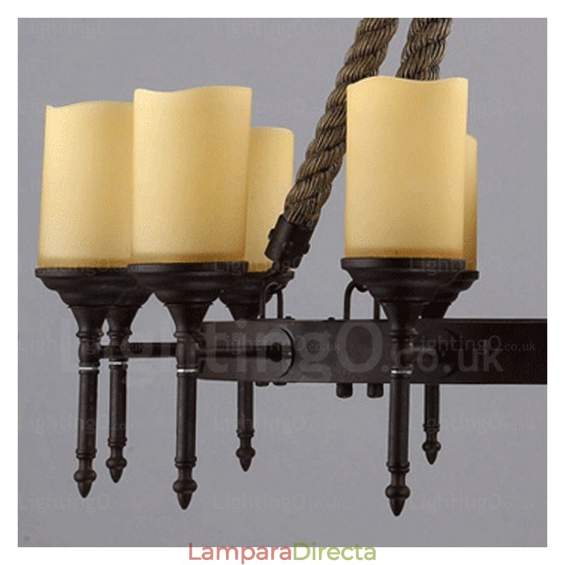 Lámpara colgante rústica vintage retro de 12 luces con pantalla de cristal