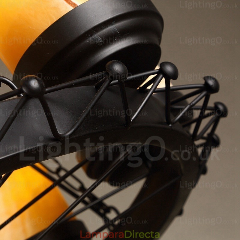 Lámpara colgante rústica vintage retro de 8 luces con pantalla de cristal