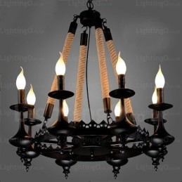 Lámpara colgante rústica de 8 luces