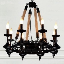 Lámpara colgante rústica de 8 luces