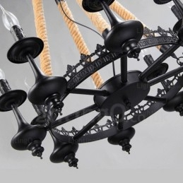 Lámpara colgante rústica de 8 luces
