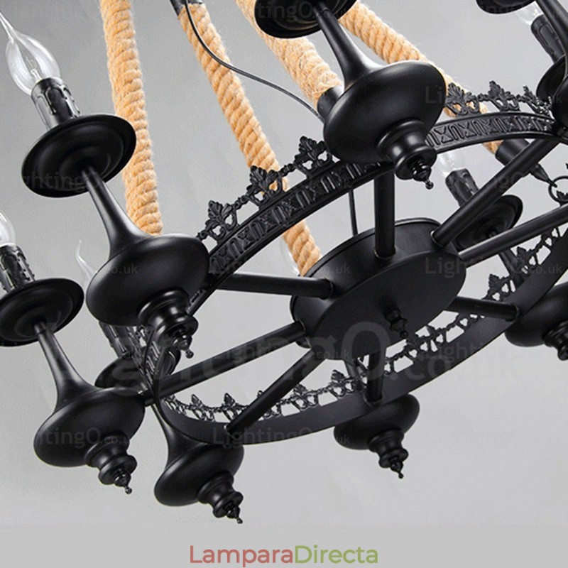 Lámpara colgante rústica de 8 luces