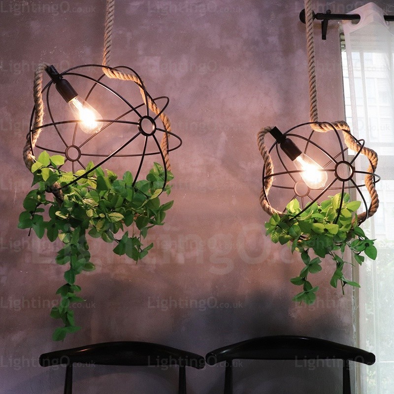 Lámpara colgante retro rústica vintage de 1 luz