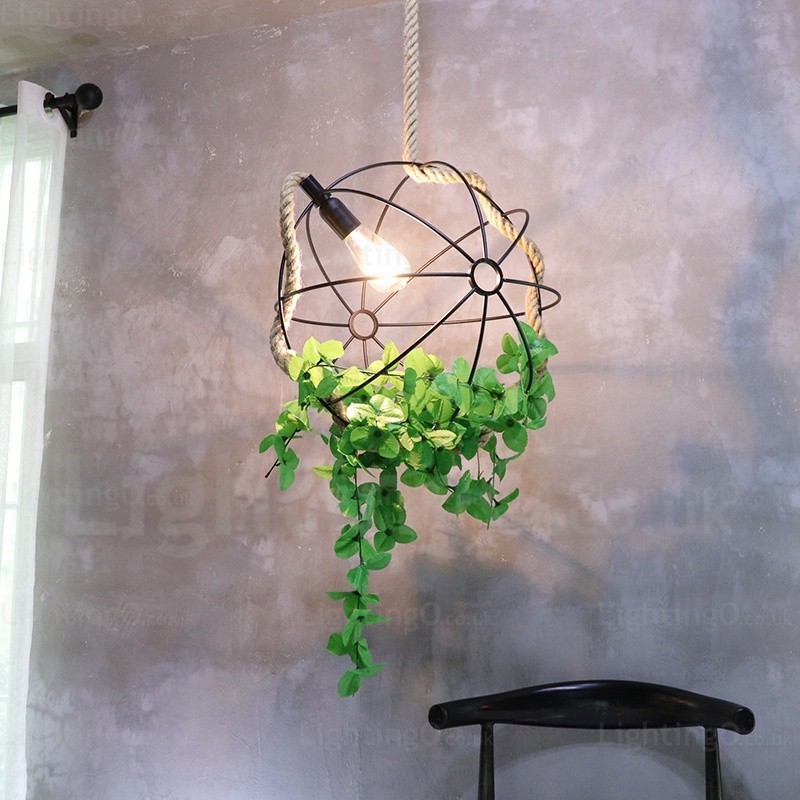 Lámpara colgante retro rústica vintage de 1 luz