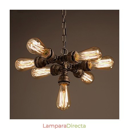 Lámpara de araña vintage de metal galvanizado estilo rústico Lodge Lámpara de araña vintage de metal galvanizado estilo rústico Lodge