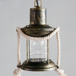Lámpara colgante rústica vintage retro de 2 luces con pantalla de cristal