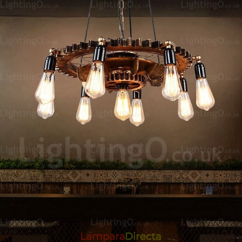 Lámpara colgante retro vintage de 9 luces