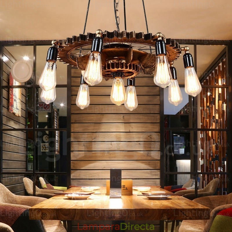 Lámpara colgante retro vintage de 9 luces
