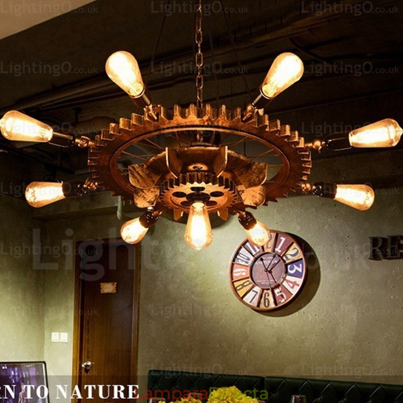 Lámpara colgante retro vintage de 9 luces