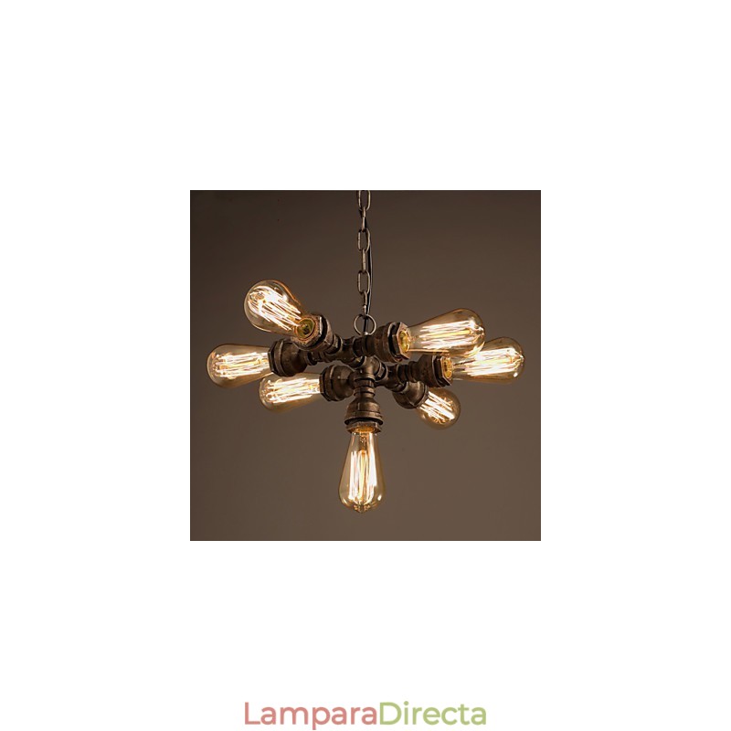 Lámpara de araña vintage de metal galvanizado estilo rústico Lodge