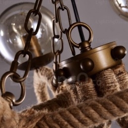 Lámpara colgante retro vintage de 6 luces con pantalla de cristal